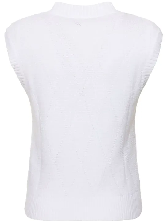 Max Mara   Zebio cotton knit v neck vest 