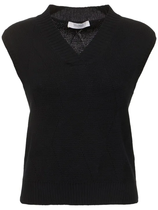 Max Mara   Zebio cotton knit v neck vest 