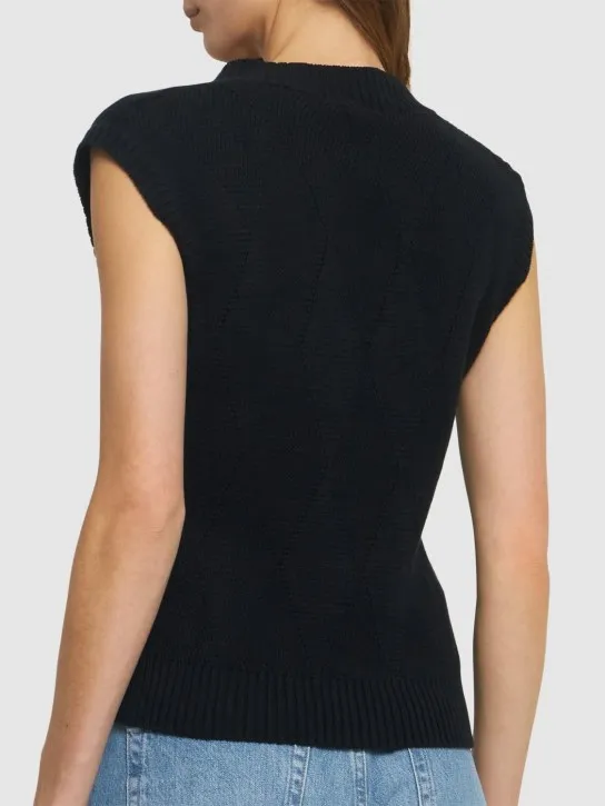 Max Mara   Zebio cotton knit v neck vest 