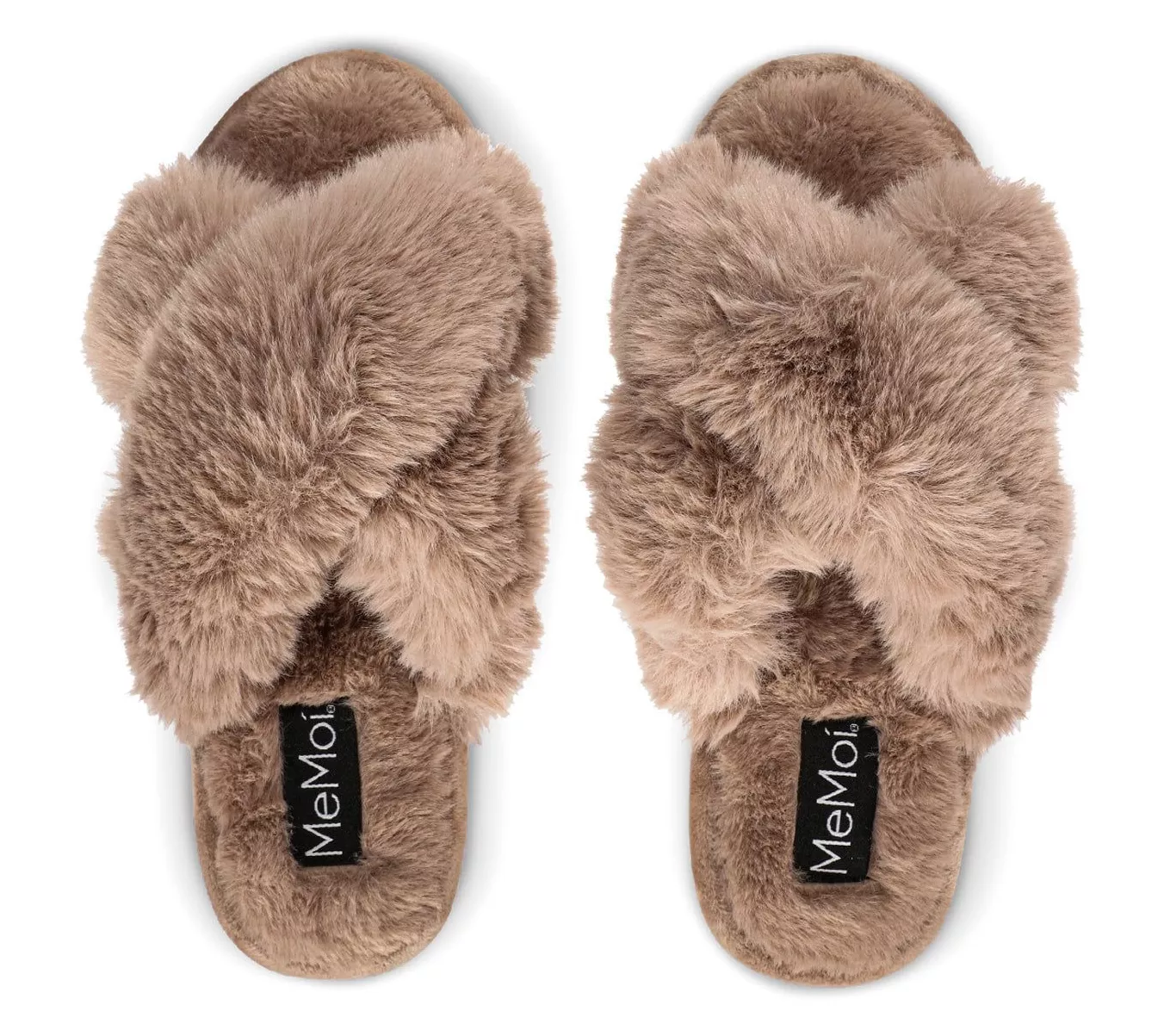 Memoi Beverly Faux Fur Open Toe Plush Slipper