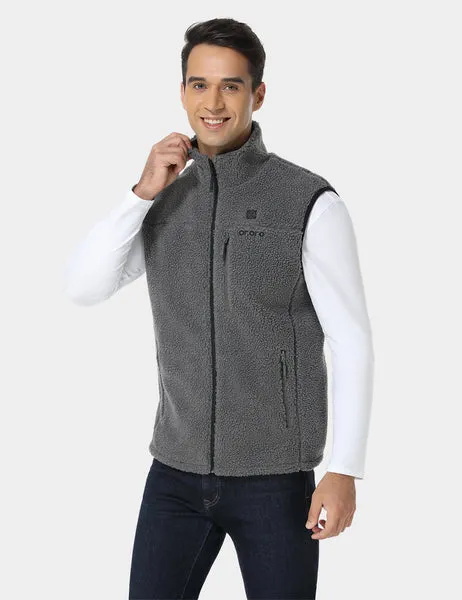 Men's Heated Recycled Fleece Vest - Gray