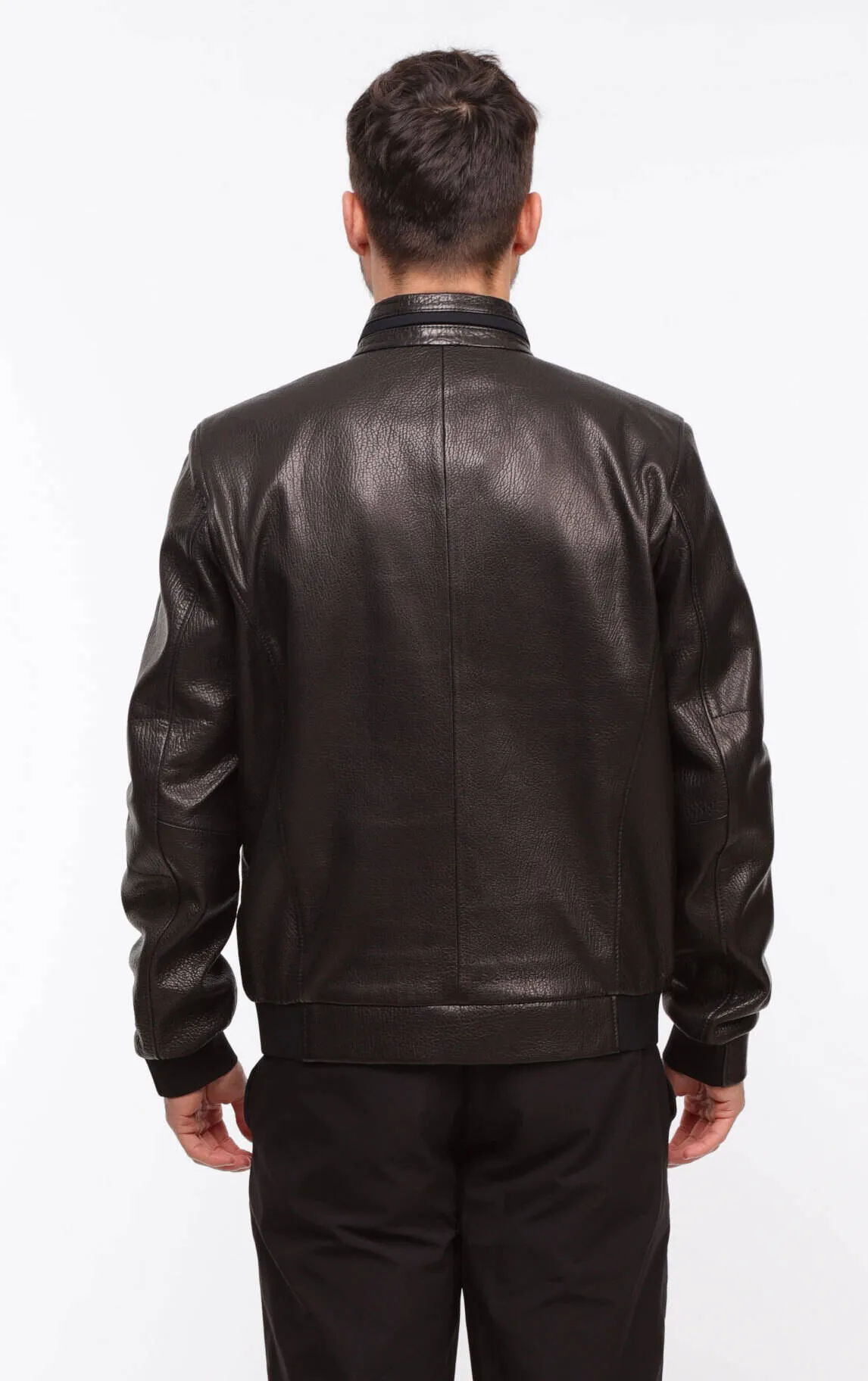 Men's black leather jacket \dukan\ motorcycle style