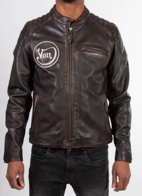 Men's black leather jacket in Daytona buster motorcycle style