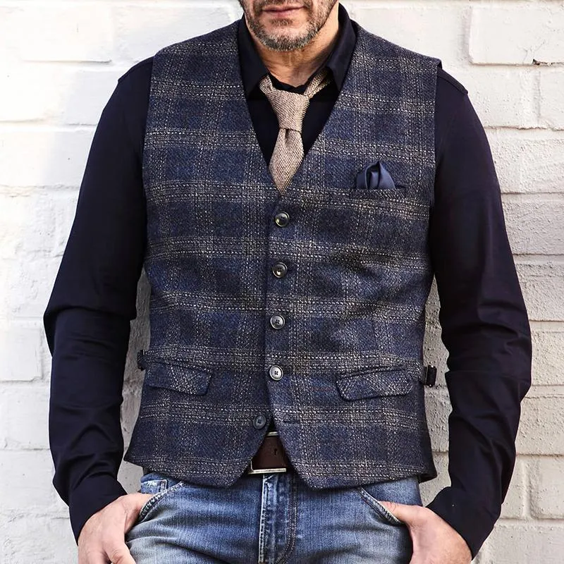 Men's Casual Vintage Check Pocket Vest 20540442TO