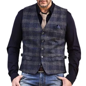 Men's Casual Vintage Check Pocket Vest 20540442TO