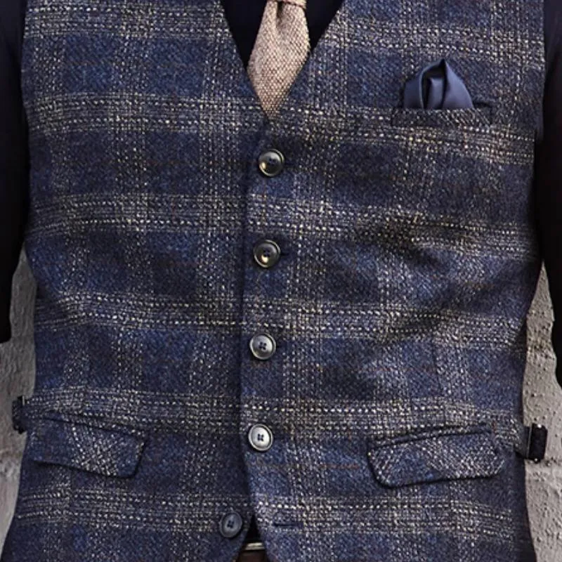 Men's Casual Vintage Check Pocket Vest 20540442TO