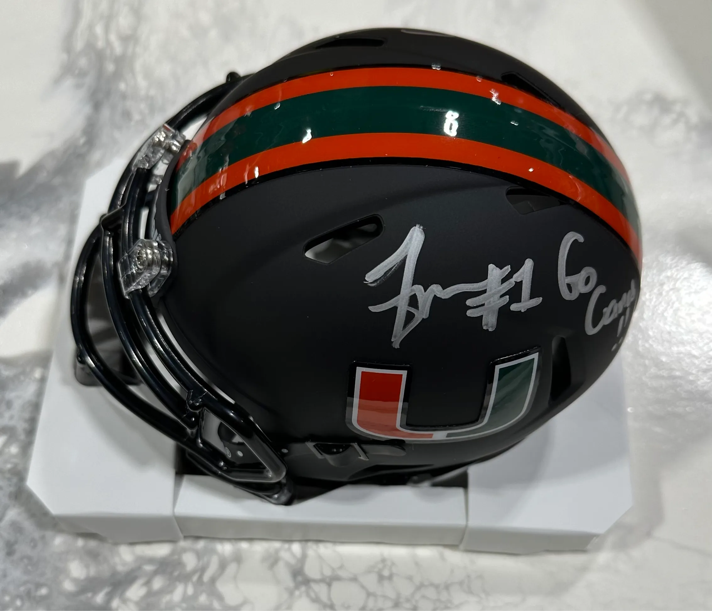 Miami Hurricanes Mauigoa Brothers Autographed Riddell Speed Mini Helmet Black - Miami Nights (Copy)