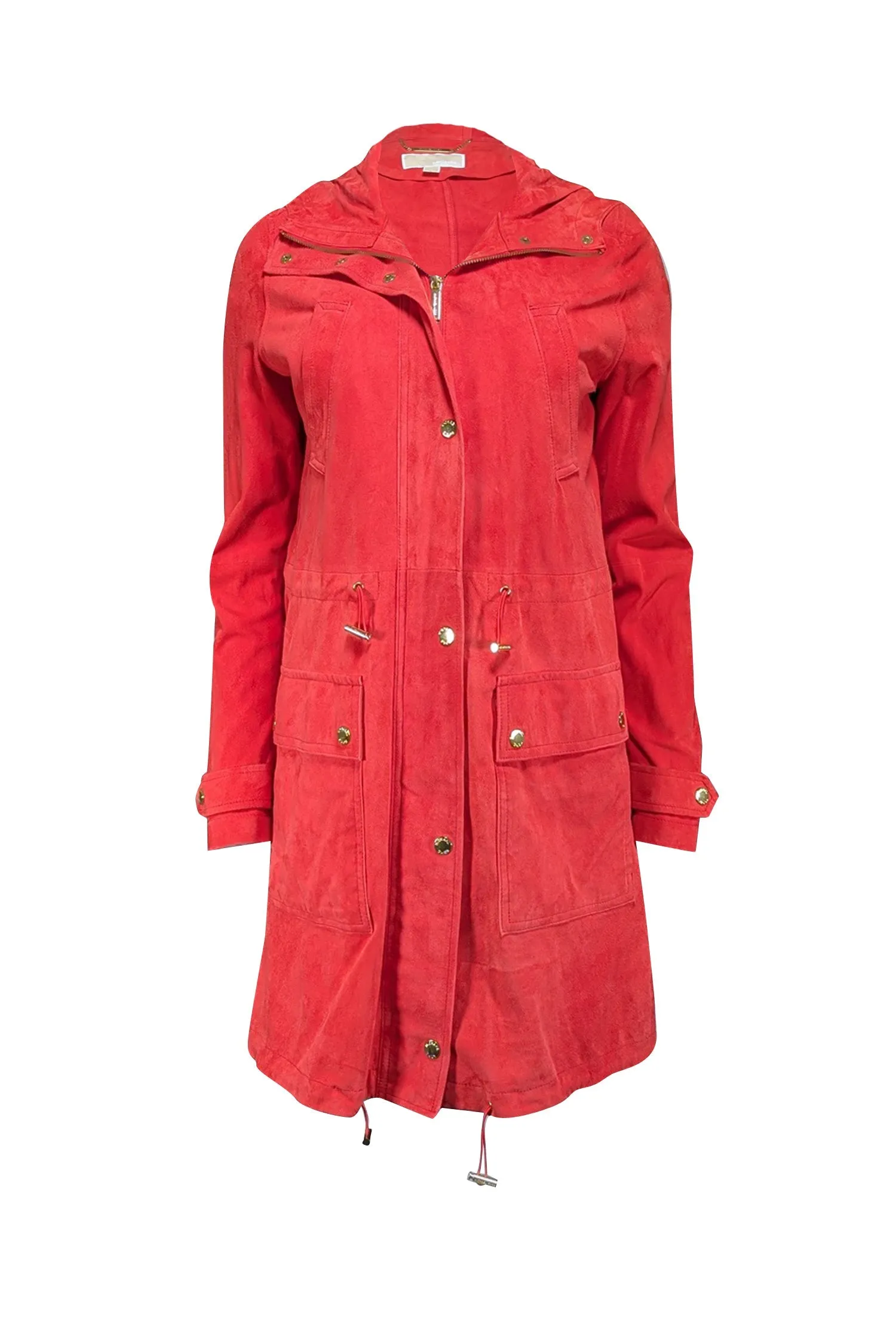 Michael Michael Kors - Bright Red Goat Suede Hooded Jacket Sz S