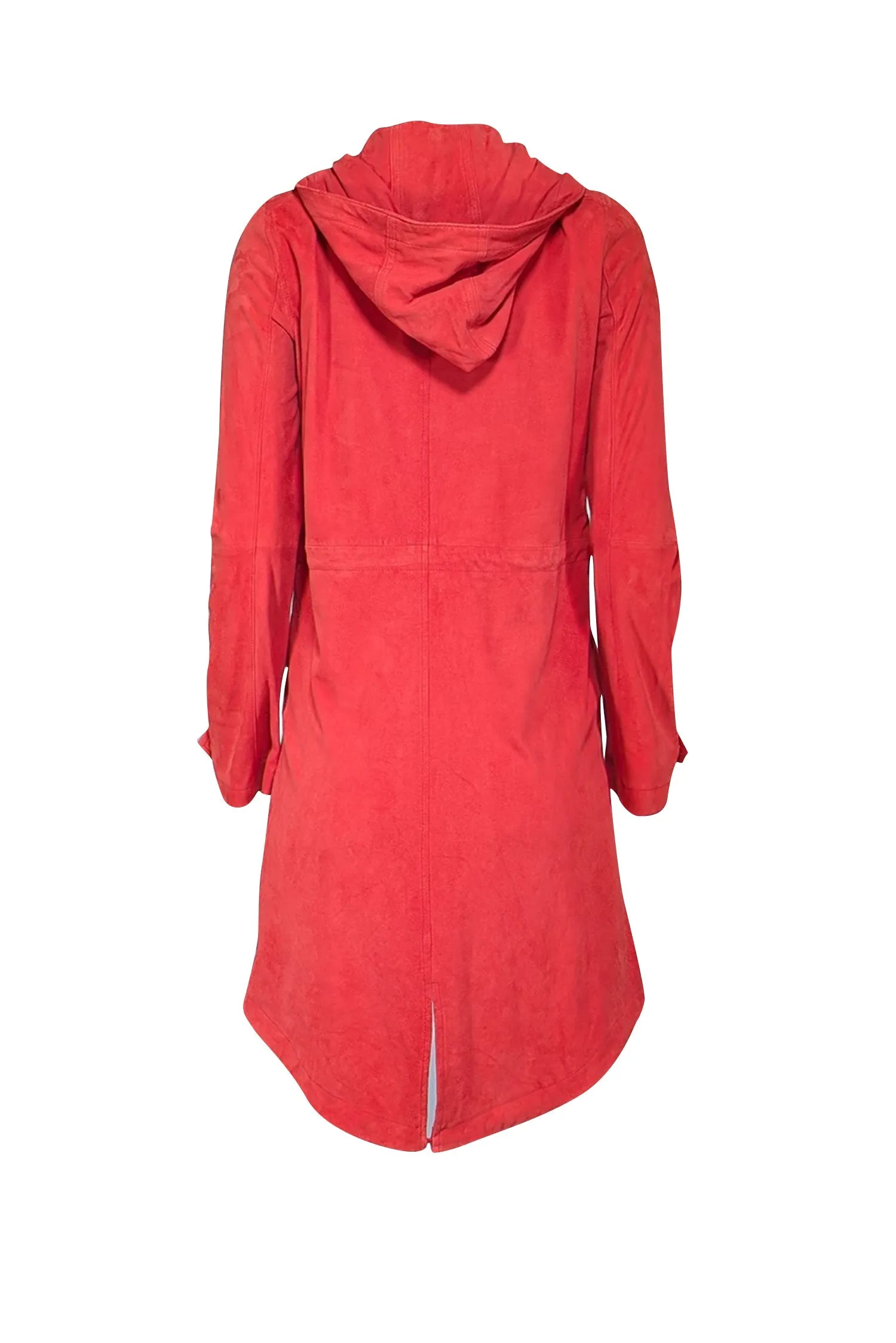 Michael Michael Kors - Bright Red Goat Suede Hooded Jacket Sz S