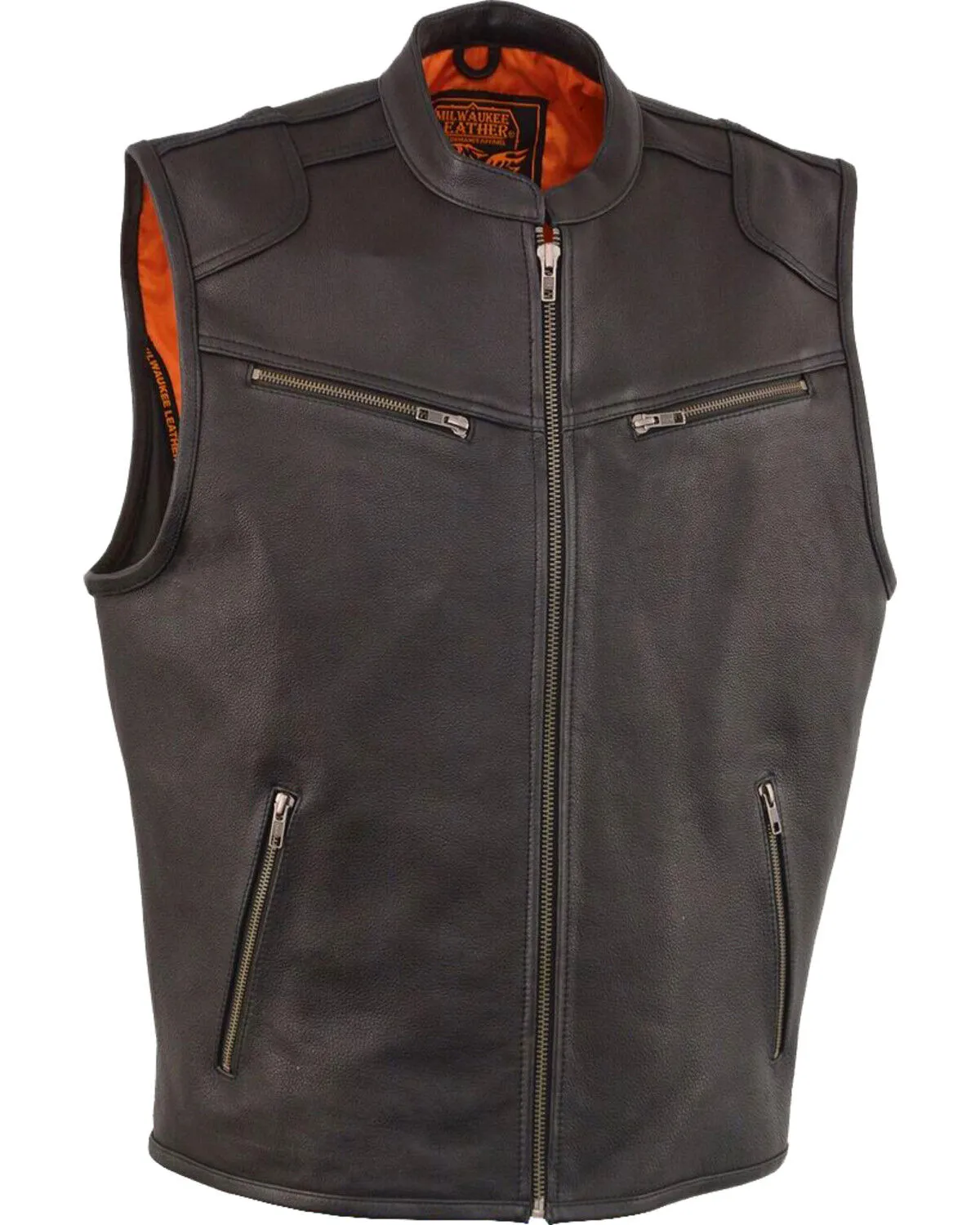 Milwaukee Leather Men's Black Cool Tec Leather Vest - Big 5X