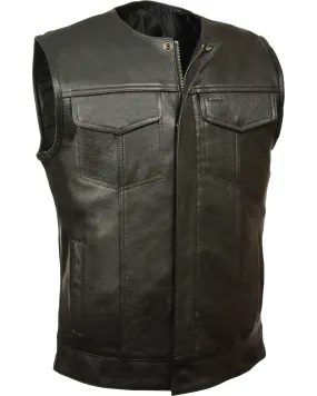 Milwaukee Leather Men's Collarless Zip Front Club Style Vest