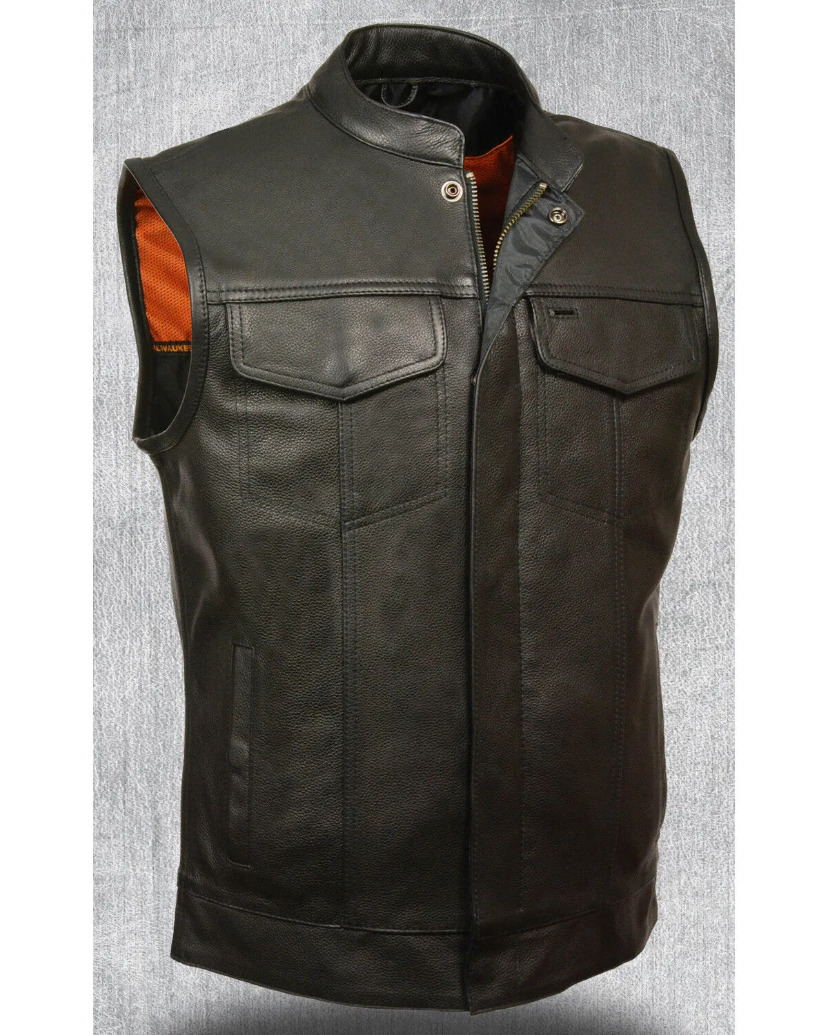 Milwaukee Leather Men's Open Neck Snap/Zip Front Club Style Vest - 5X