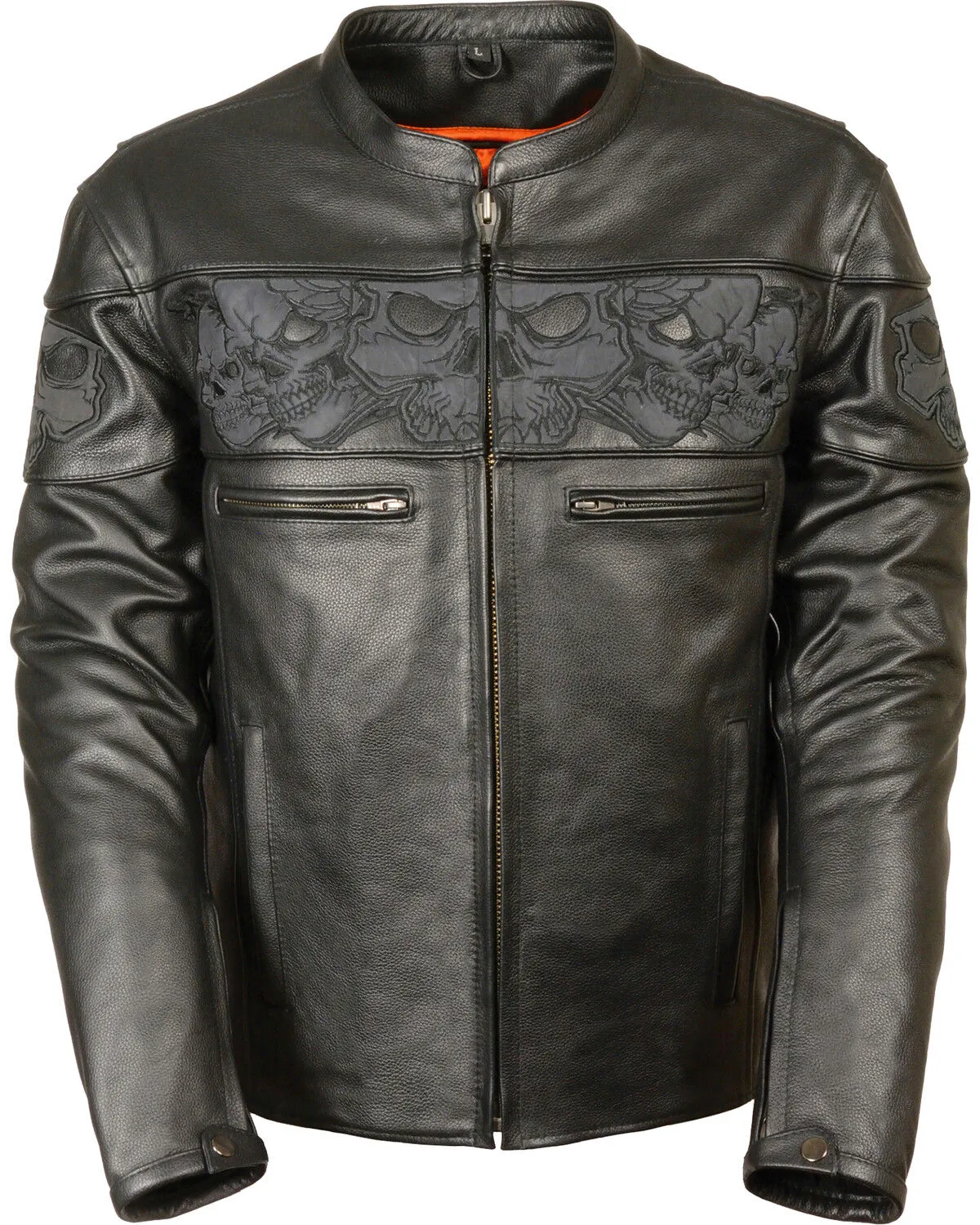 Milwaukee Leather Men's Reflective Skull Crossover Scooter Jacket