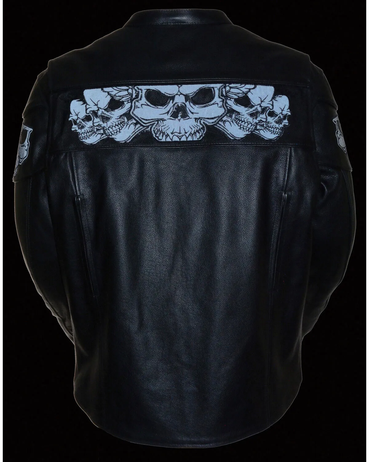 Milwaukee Leather Men's Reflective Skull Crossover Scooter Jacket