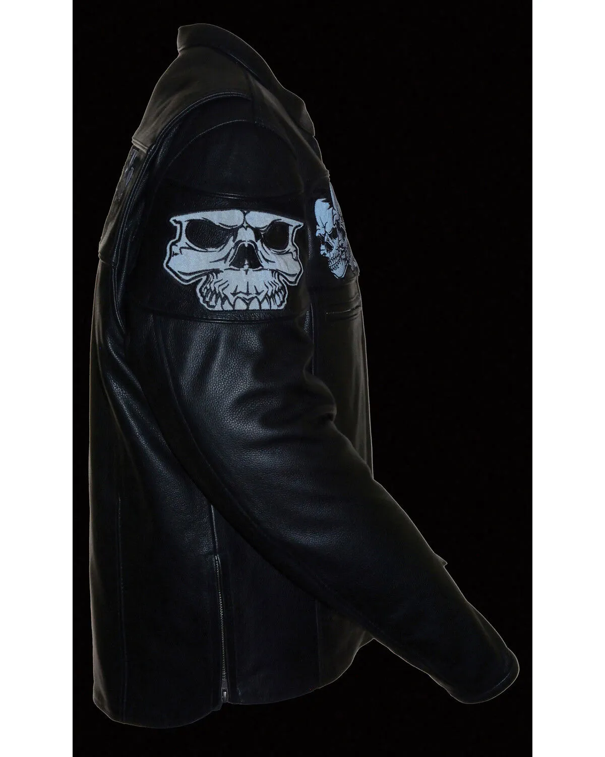 Milwaukee Leather Men's Reflective Skull Crossover Scooter Jacket