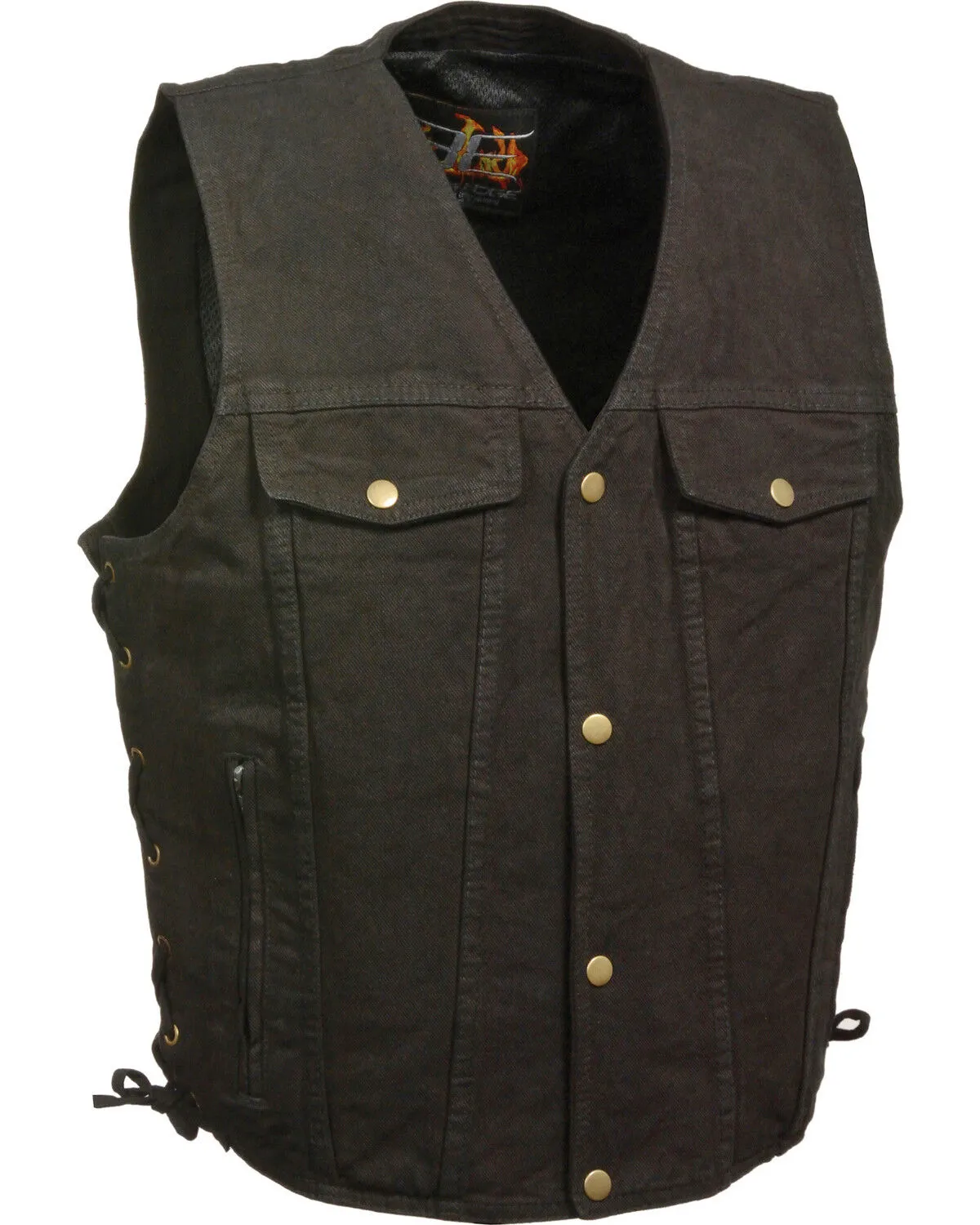 Milwaukee Leather Men's Side Lace Denim Vest with Chest Pockets - Big - 3X