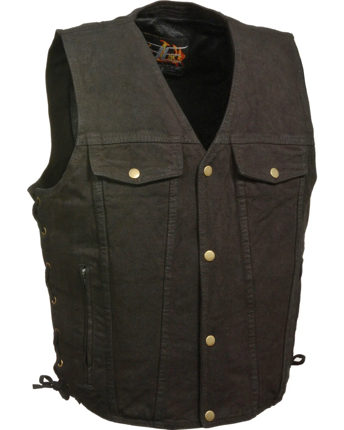 Milwaukee Leather Men's Side Lace Denim Vest with Chest Pockets - Big - 4X