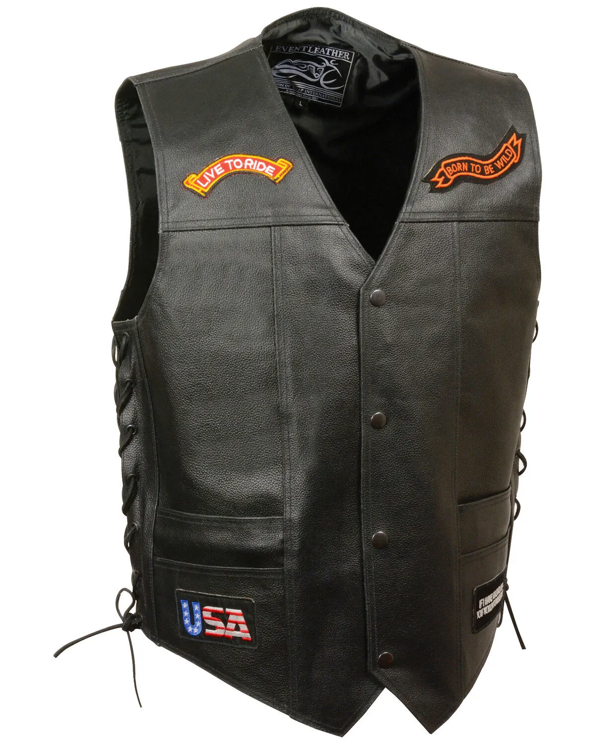 Milwaukee Leather Men's Side Lace "Live to Ride" Patch Vest - 5X