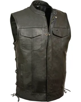 Milwaukee Leather Men's Side Lace Snap / Zip Front Club Style Vest - Big - 4X