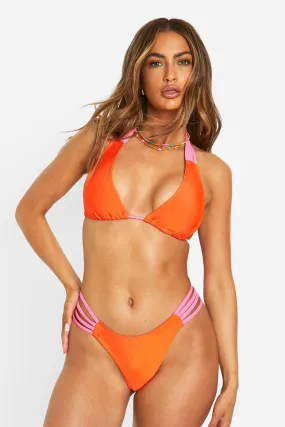 Multi Strap Color Block Bikini Set