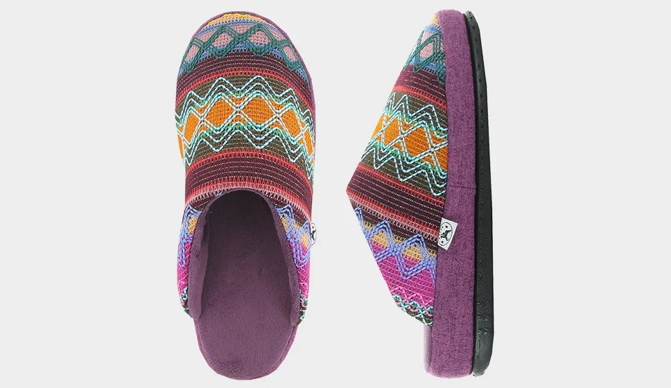 Naot Womens Quietude Fleece Slipper- Purple/Orange/Blue