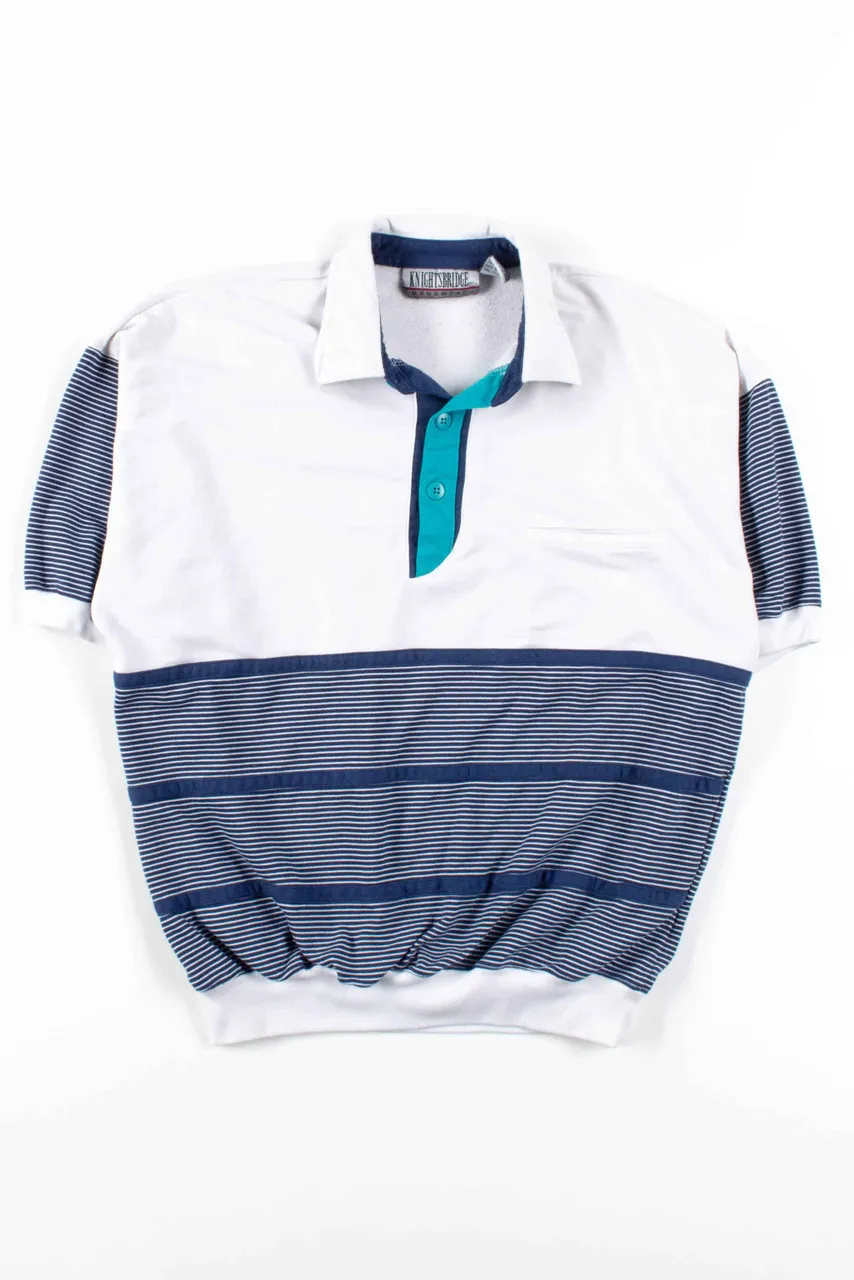 Navy & White Striped Polo Shirt