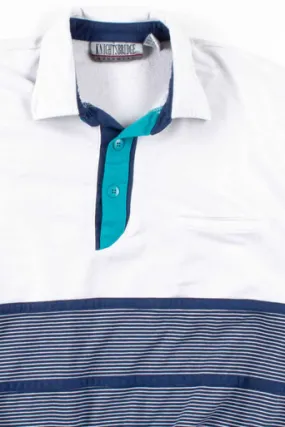 Navy & White Striped Polo Shirt