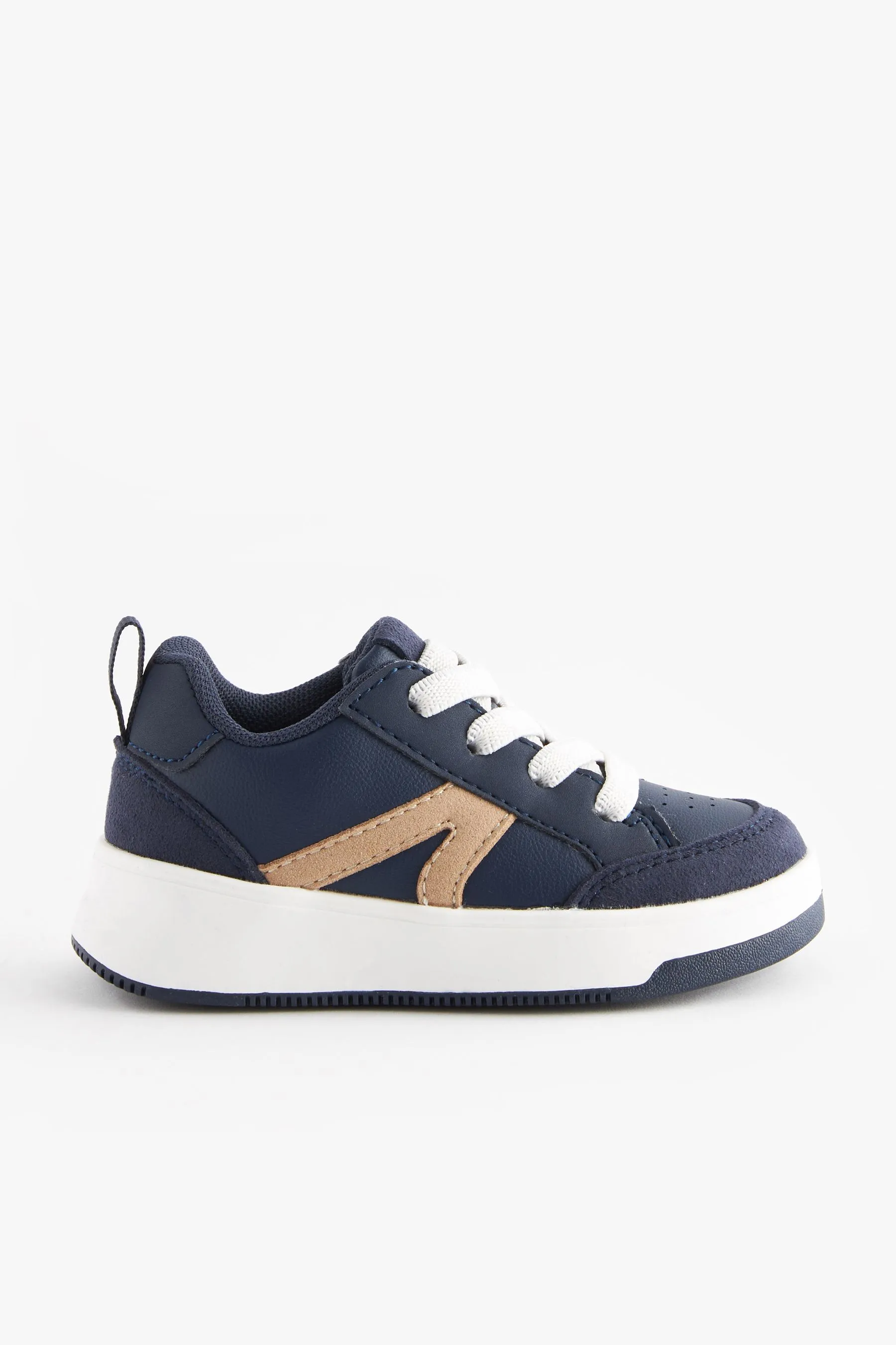 Navy Blue Standard Fit (F) Elastic Lace Trainers