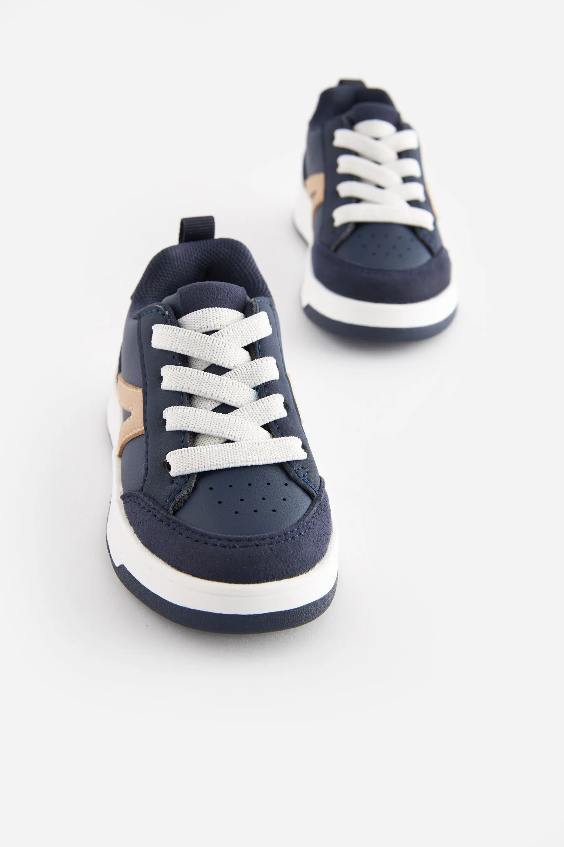 Navy Blue Standard Fit (F) Elastic Lace Trainers