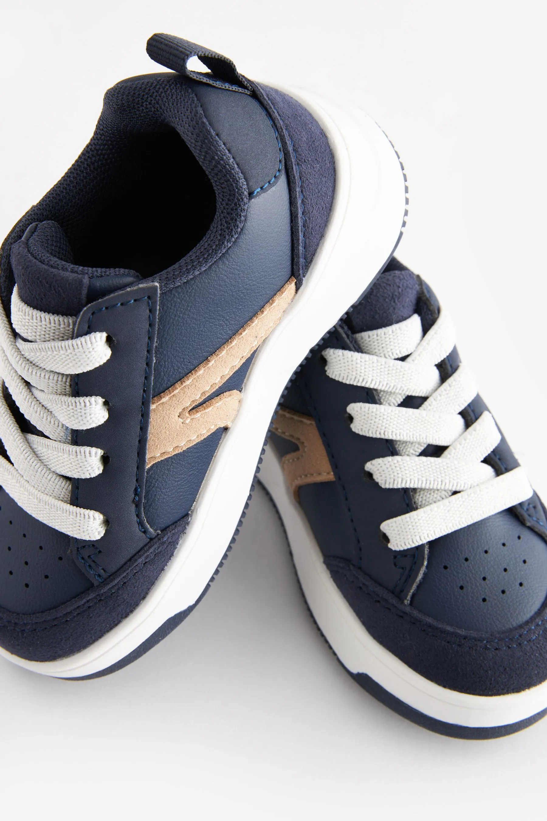 Navy Blue Standard Fit (F) Elastic Lace Trainers