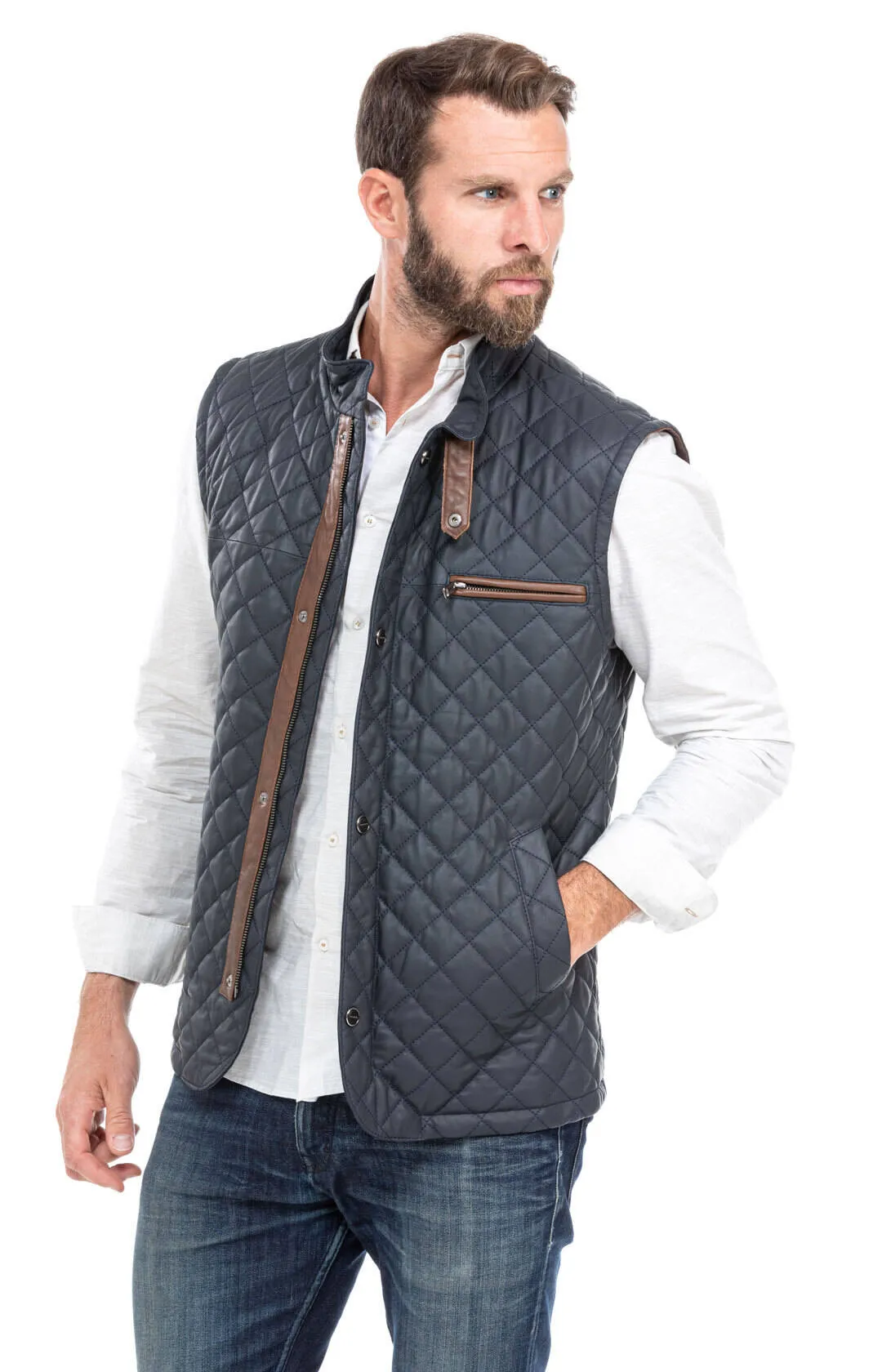 Navy sleeveless vest e08
