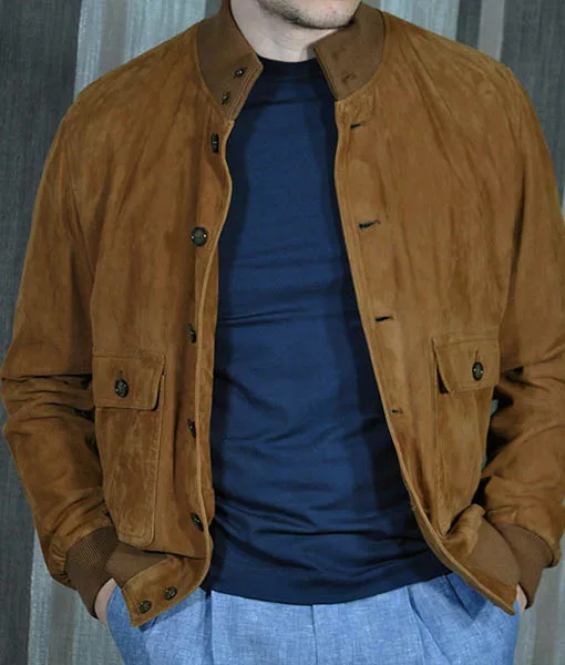 Nicolas Cage Brown A-1 Suede Leather Jacket from The Unbearable Weight of Massive Talent | TLC