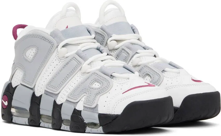 Nike White & Gray Air More Uptempo Sneakers