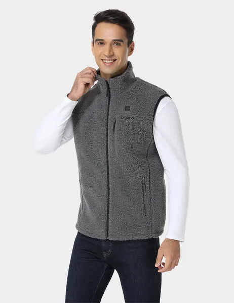 (Open-box) Men's Heated Recycled Fleece Vest - Gray (Battery Set Not Included)