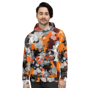 Orange and Grey Paint Splatter Pullover Hoodie