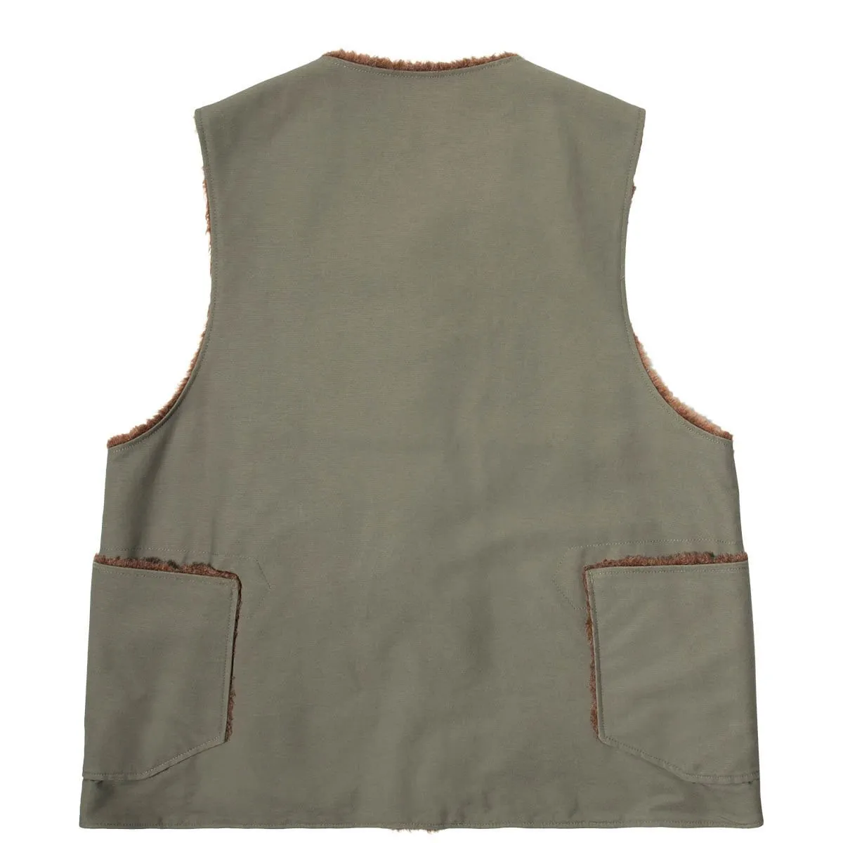 OVER VEST Olive Cotton Double Cloth