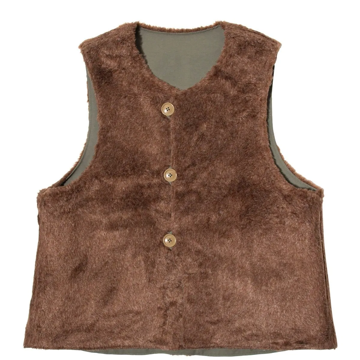 OVER VEST Olive Cotton Double Cloth