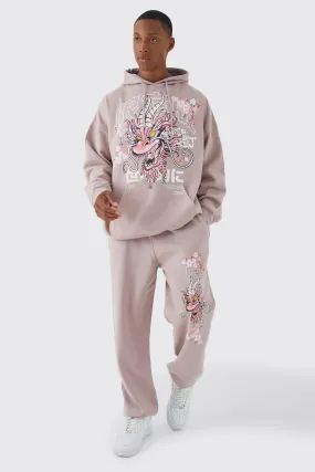 Oversized Blossom Dragon Hooded Tracksuit