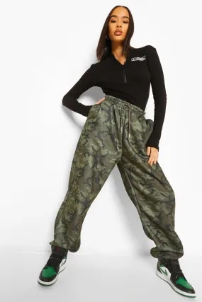 Oversized Camo Slogan Joggers