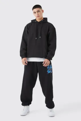 Oversized Photoprint Hooded Tracksuit