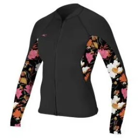 O'Neill Womens Bahia 1/0.5mm Full-Zip Wetsuit Jacket - Black/Bluemchen/Black