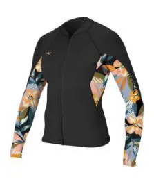 O'Neill Womens Bahia 1/0.5mm Full-Zip Wetsuit Jacket - Black/Demiflor