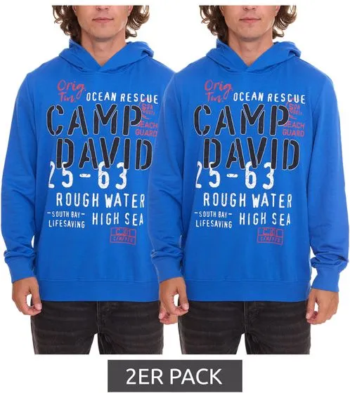 Pack of 2 CAMP DAVID men's sweat pullover with cotton content Hooded pullover Limited Edition by Dieter Bohlen Economy pack