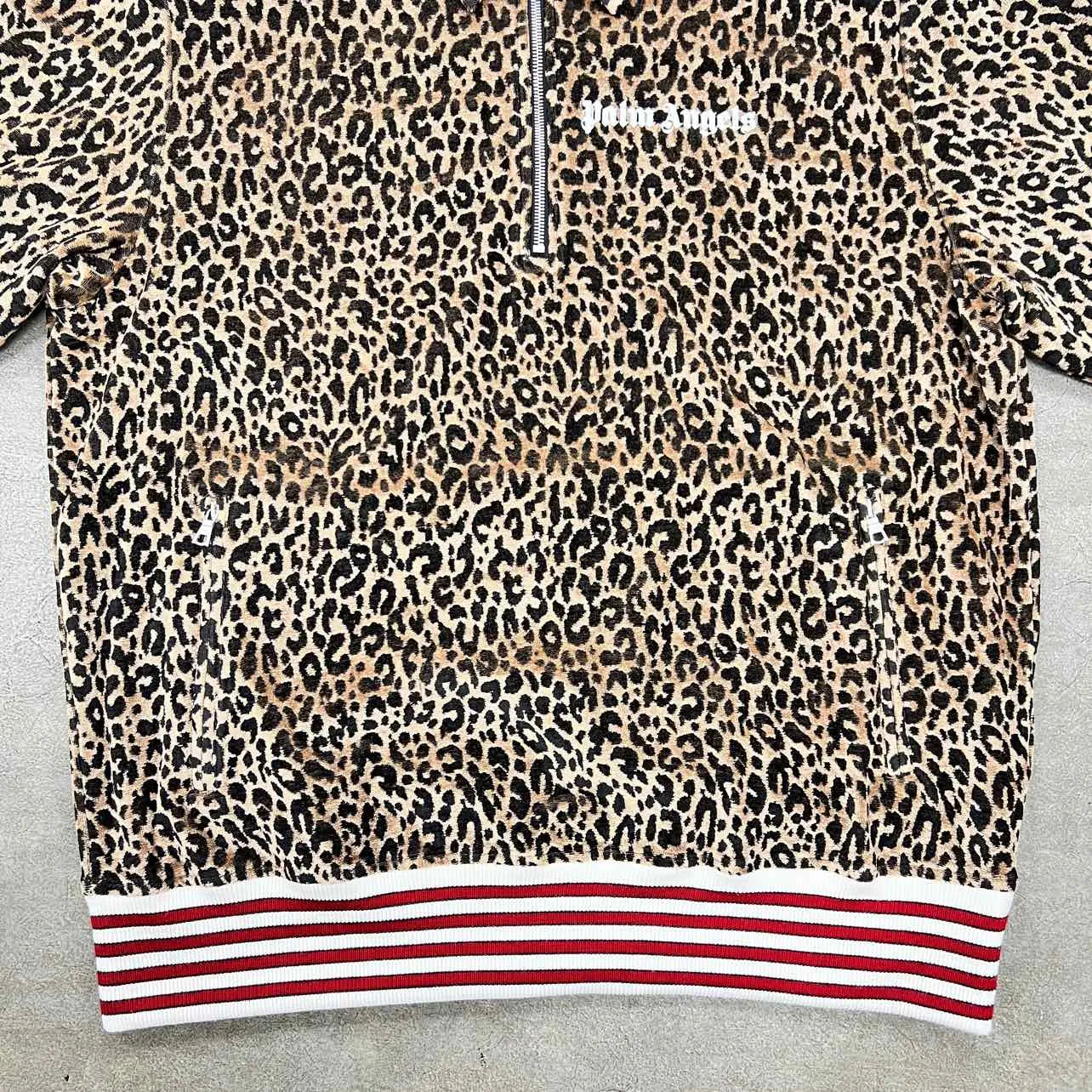 Palm Angels Half Zip Hoodie CHEETAH Multi-Color Used Size 2XL