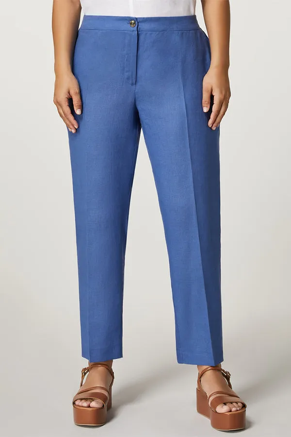 Persona (by Marina Rinaldi) DENIS BLUE LINEN TROUSERS