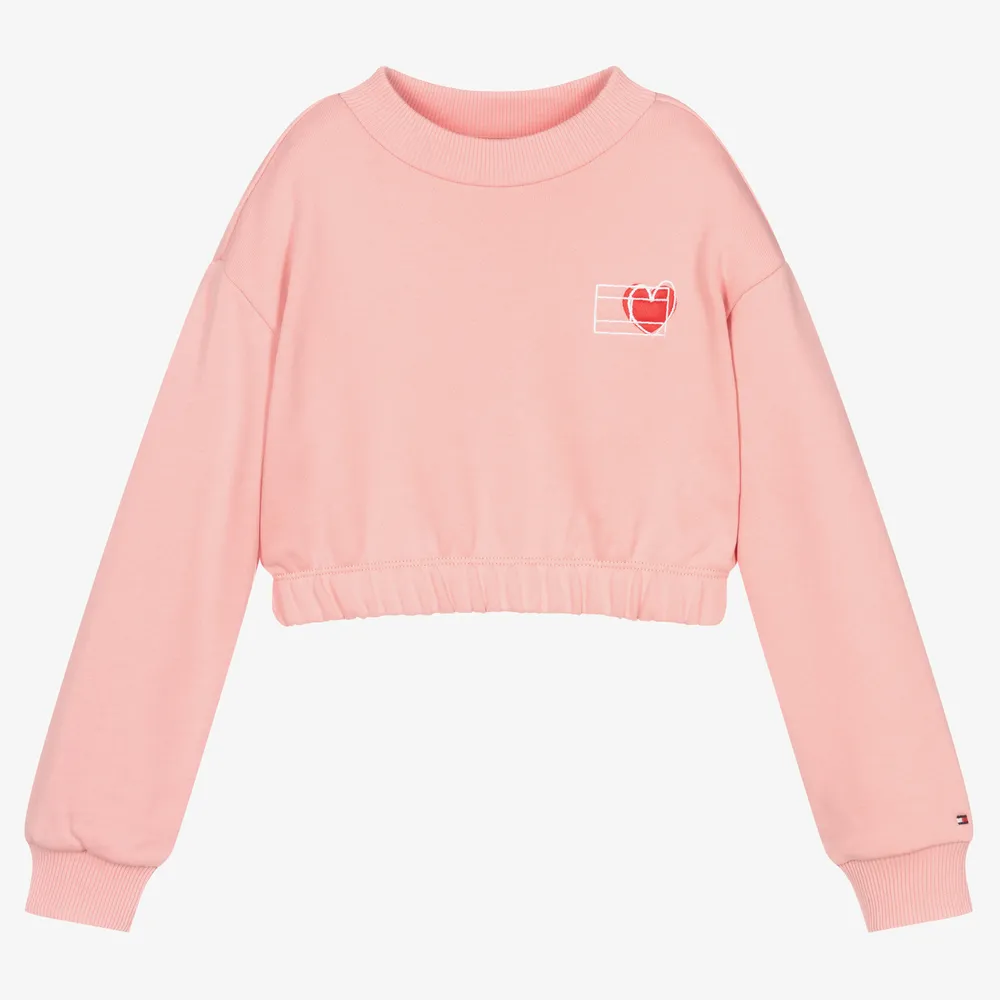 Pink Cotton Cropped Sweatshirt