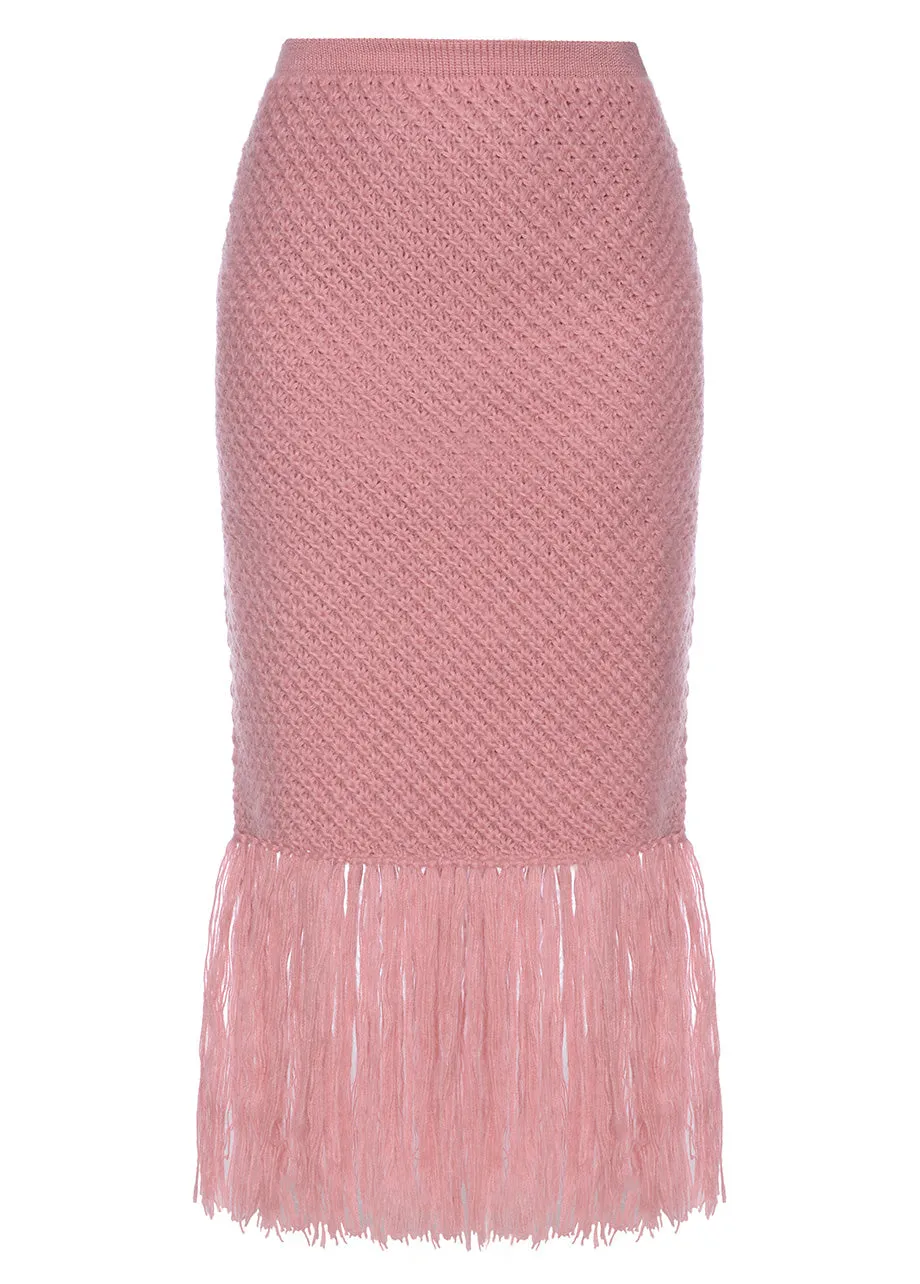 PINK SKIRT WITH FRINGES