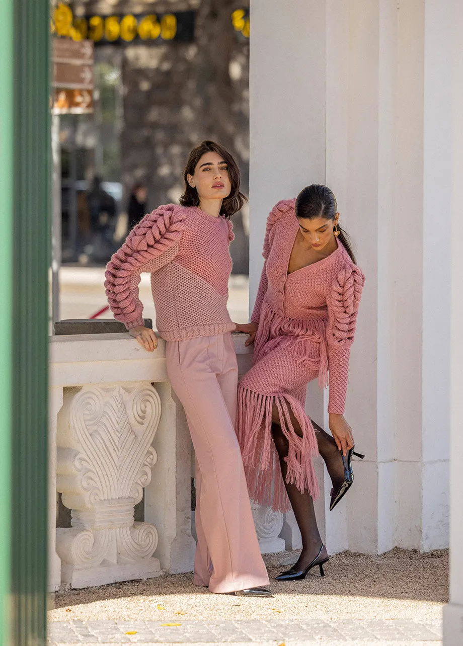 PINK SKIRT WITH FRINGES