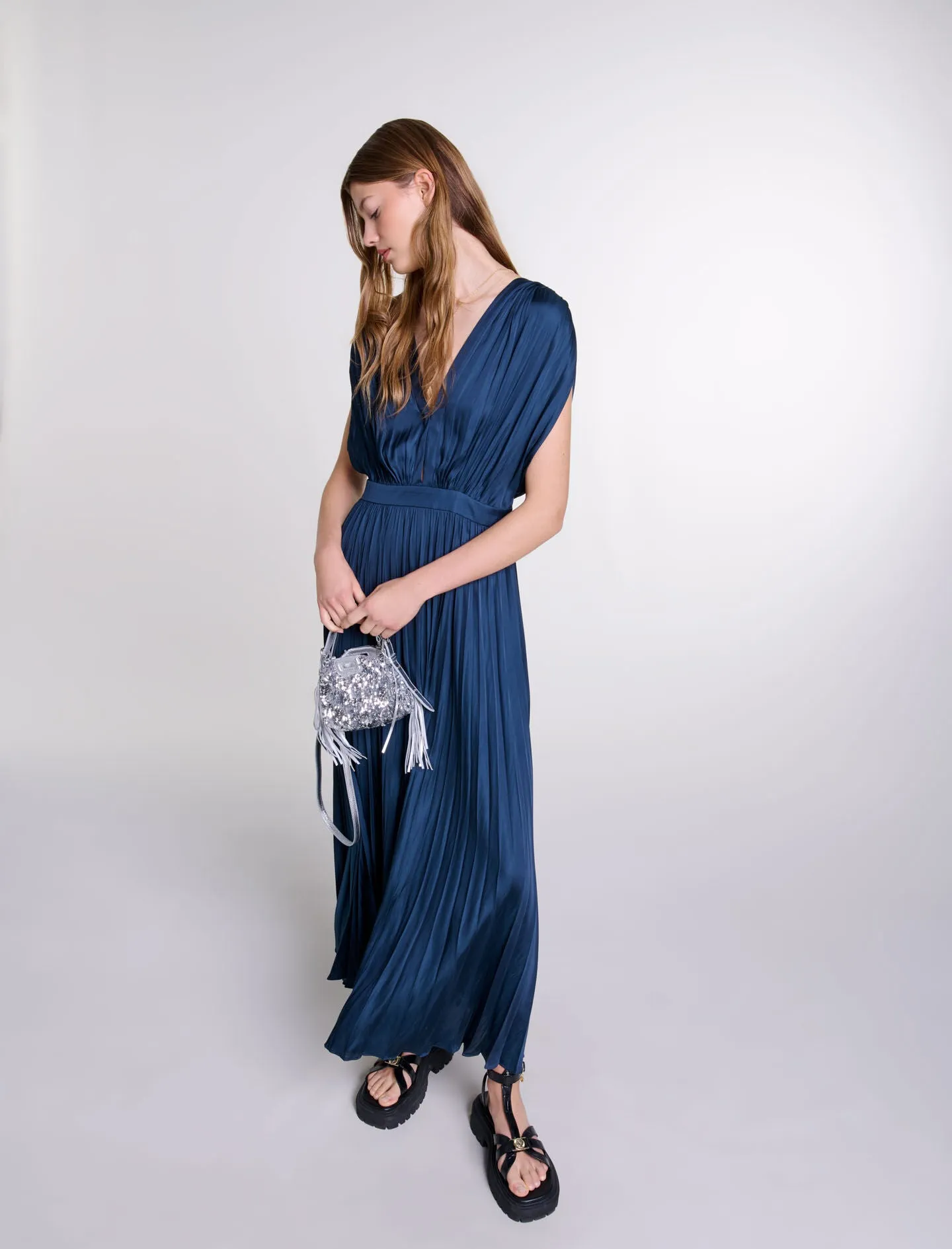 Pleated maxi dress