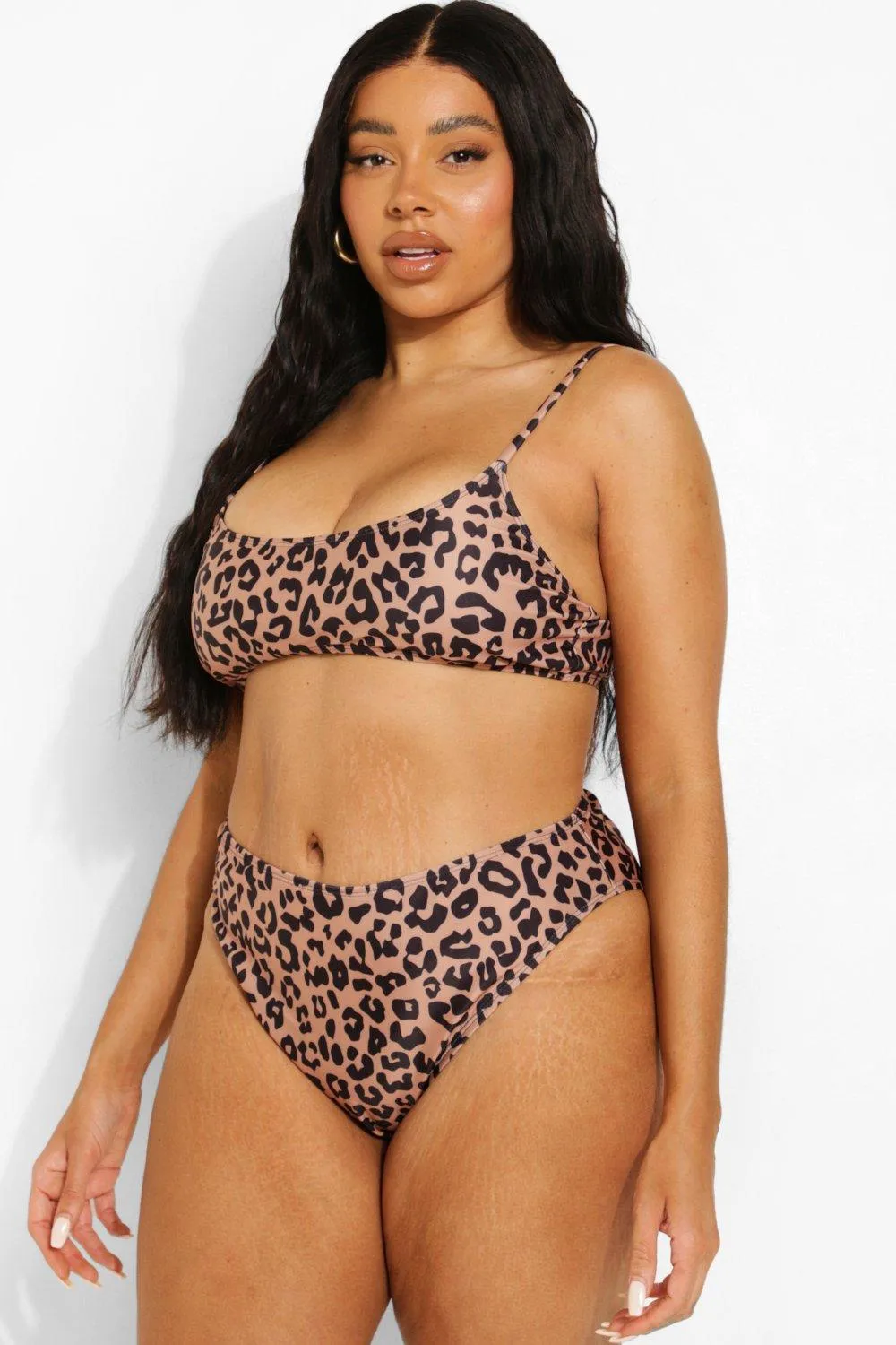 Plus Leopard High Waist Bikini Brief